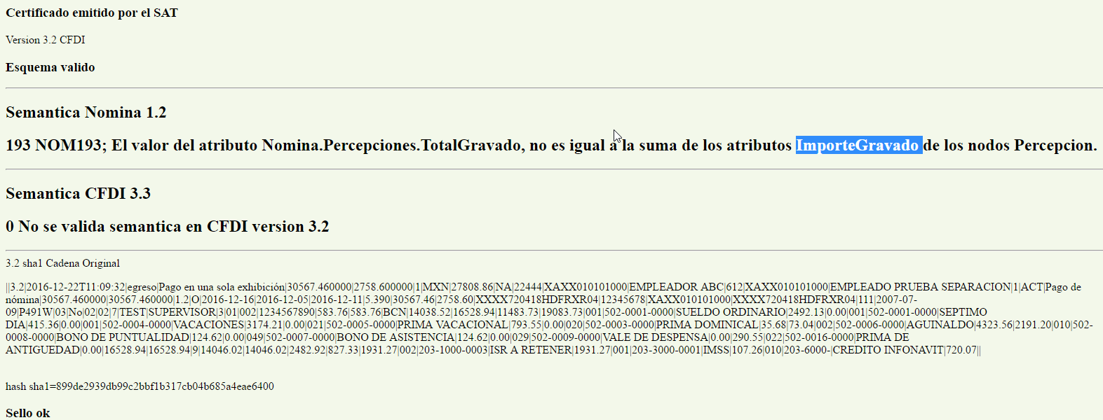 Resultado de Validación