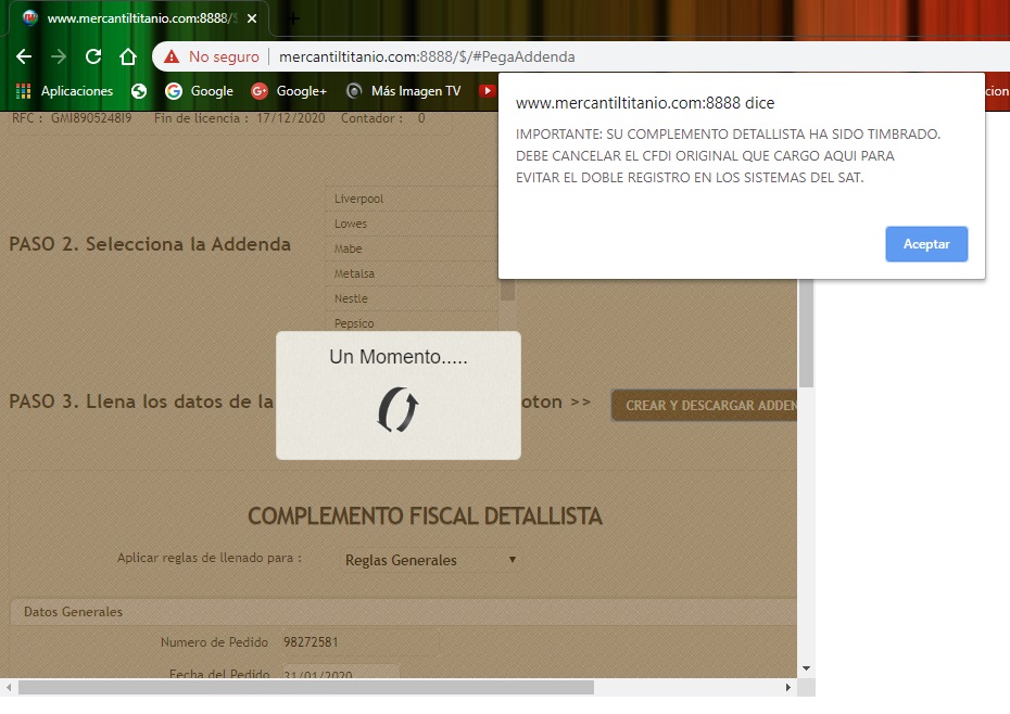 Pantalla msg - sugiere cancela XML Original por retimbrado de la addenda.jpg