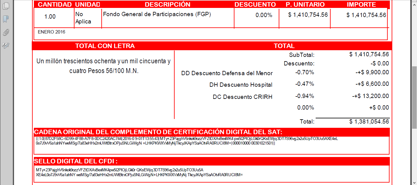 asi es como se muestran las retenciones en mi pdf pero no se como hacer que se muestre en el XML, utilizaba una addenda pero me dijeron que era incorrecto.