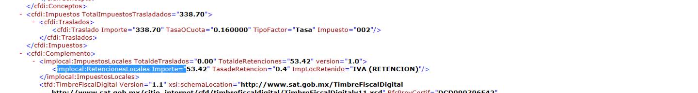 retencion local como esta mal