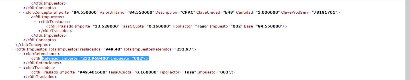 retencion de importe como debe de ser