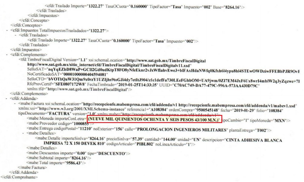 Imagen XML Addenda MABE Parentesis.jpg