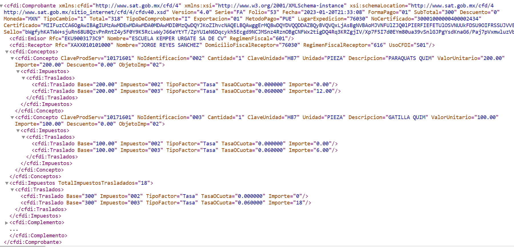 xml timbrado